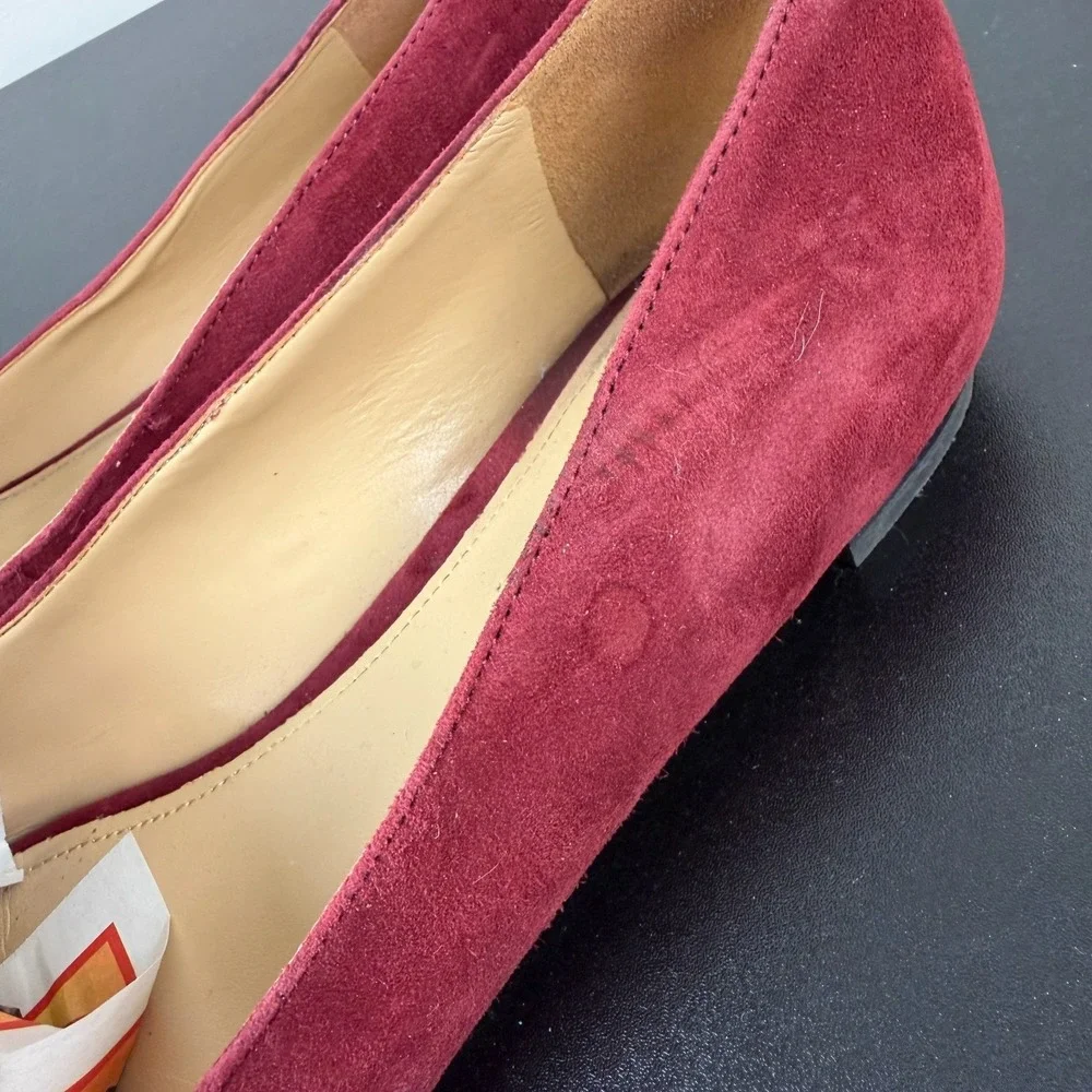 Nine West Abay Loafer Women 7.5M Burgundy Suede Pointed Toe Slip On Flats Career
